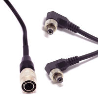 Hirose4 to Dual 2.1mm Short Locking RA Power Y-Cable